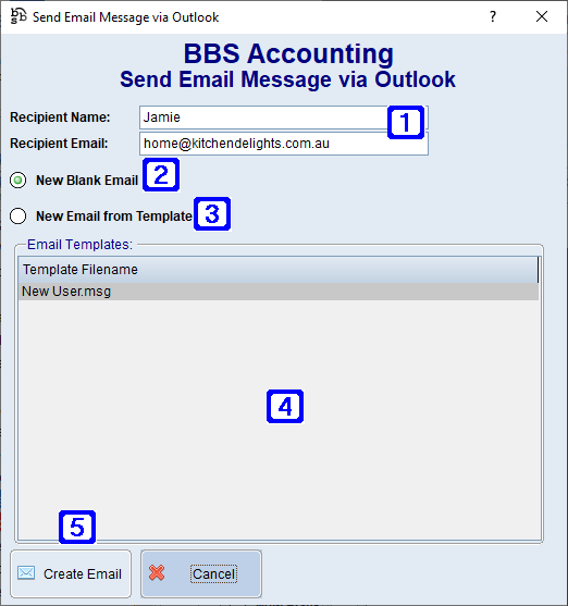 Send Email Message via Outlook Screen