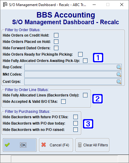 S/O Management Dashboard Recalc Screen S/O Management Dashboard Recalc Screen