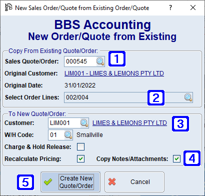 New Order/Quote from Existing Screen New Order/Quote from Existing Screen