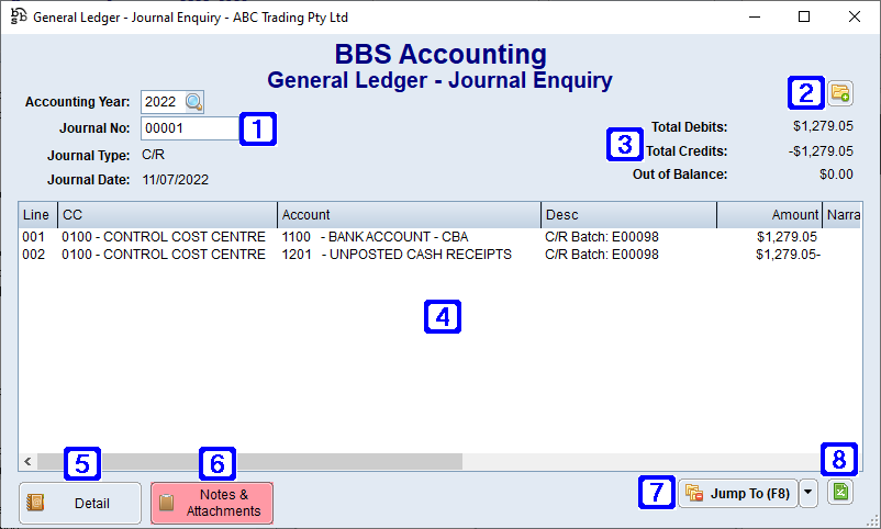 General Ledger - Journal Enquiry Screen General Ledger - Journal Enquiry Screen
