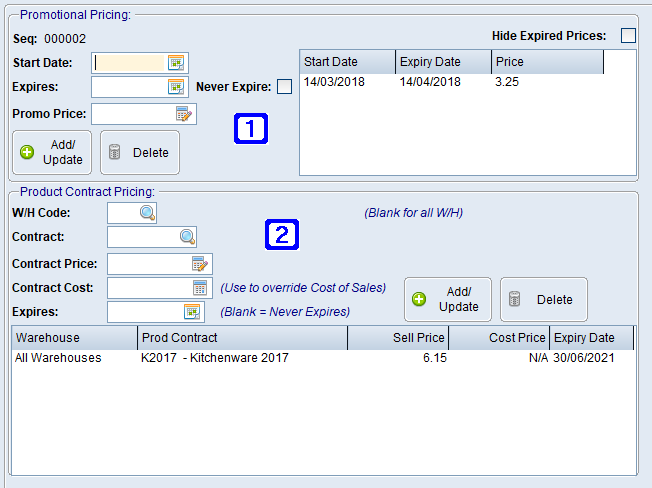 Product Masterfile Maintenance Promotional and Product Contract Pricing Tab Screen Product Masterfile Maintenance Promotional and Product Contract Pricing Tab Screen