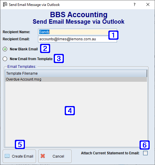 Send Email Message via Outlook Screen