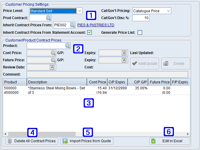 Customer/Contract Pricing Tab Screen Customer/Contract Pricing Tab Screen